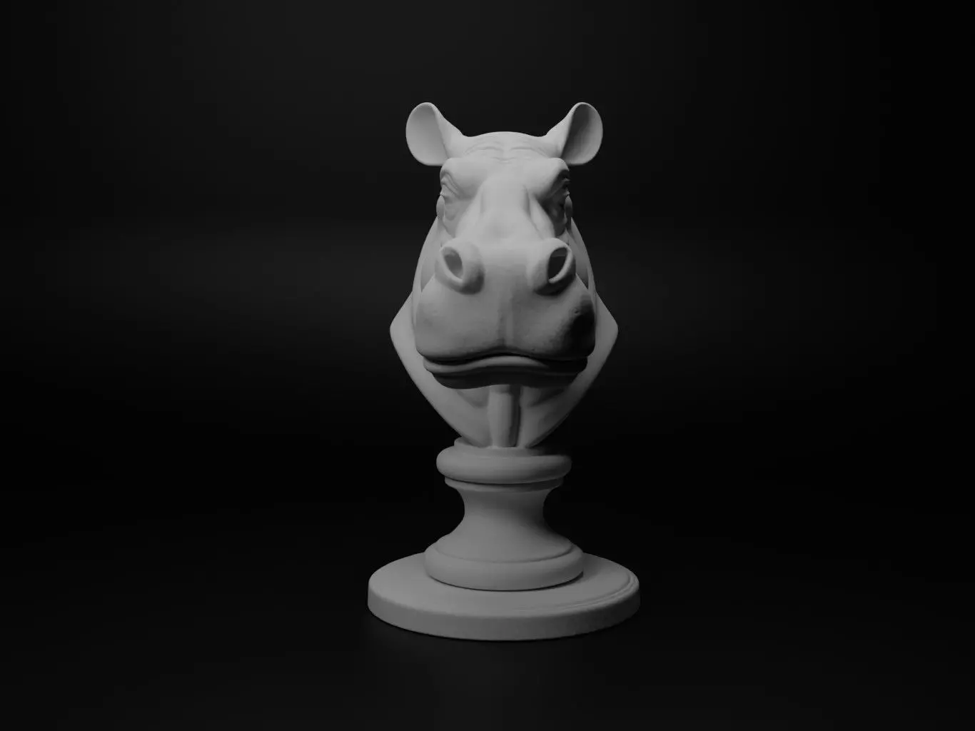 Hippopotamus Animal Bust Chess 3D print model_0
