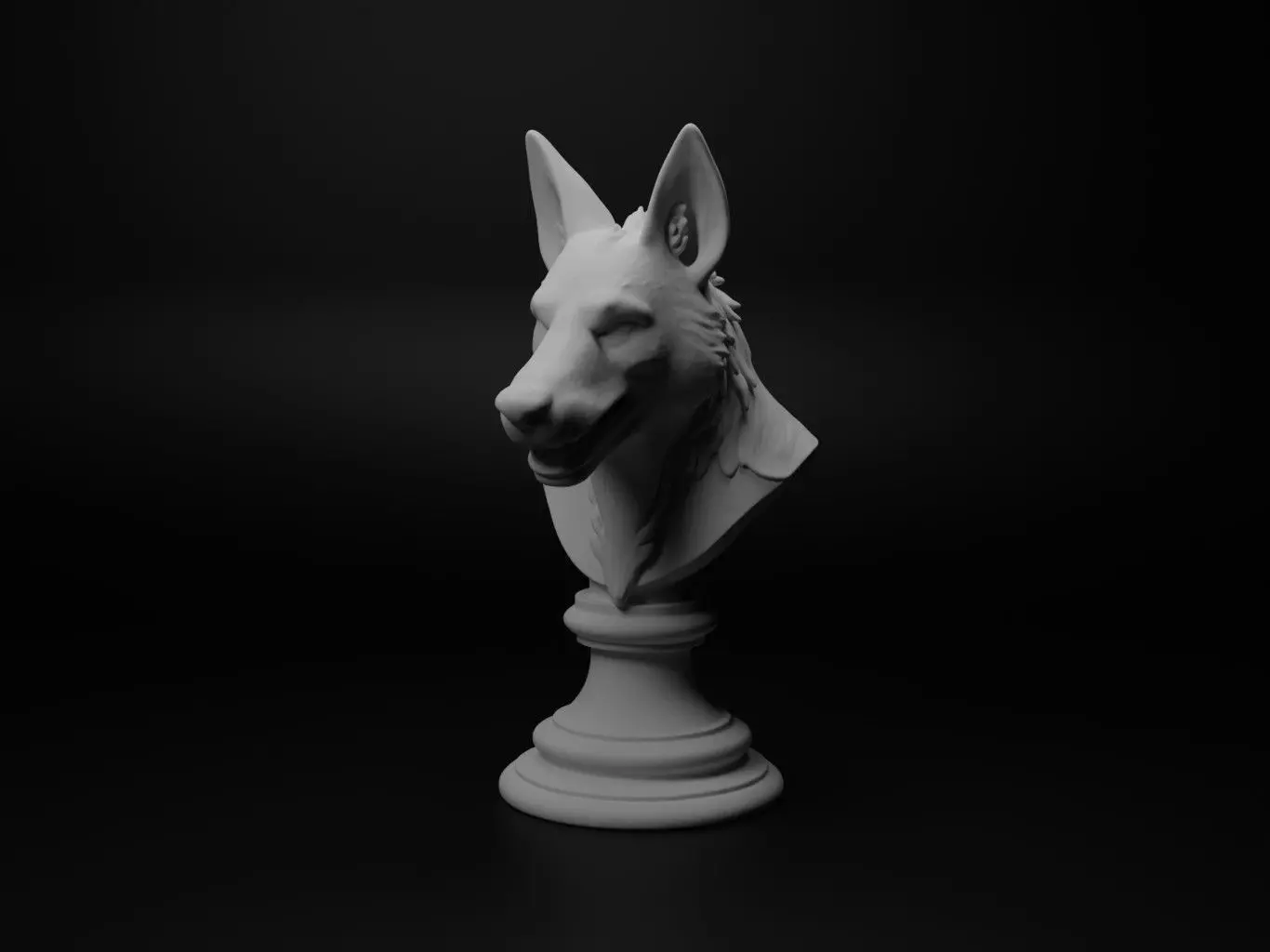 Hyena Animal Bust Chess 3D print model_0
