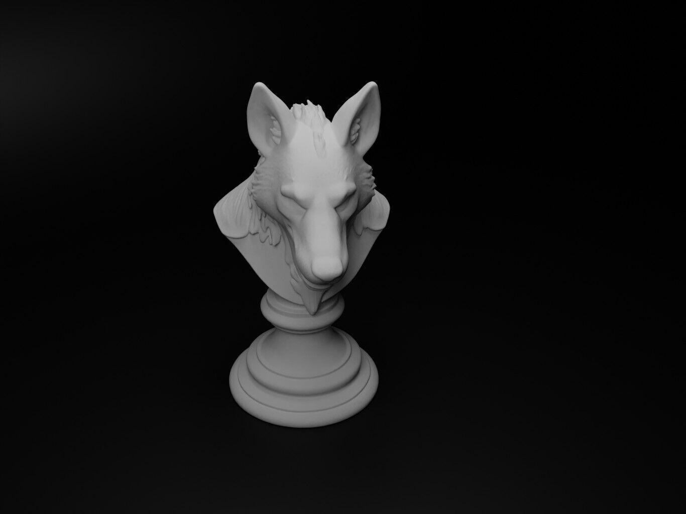 Hyena Animal Bust Chess 3D print model_2