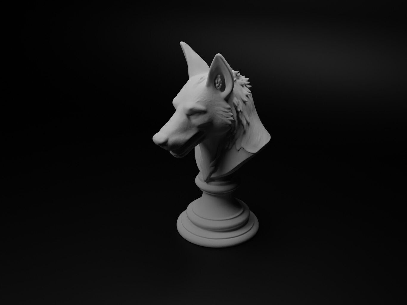 Hyena Animal Bust Chess 3D print model_1