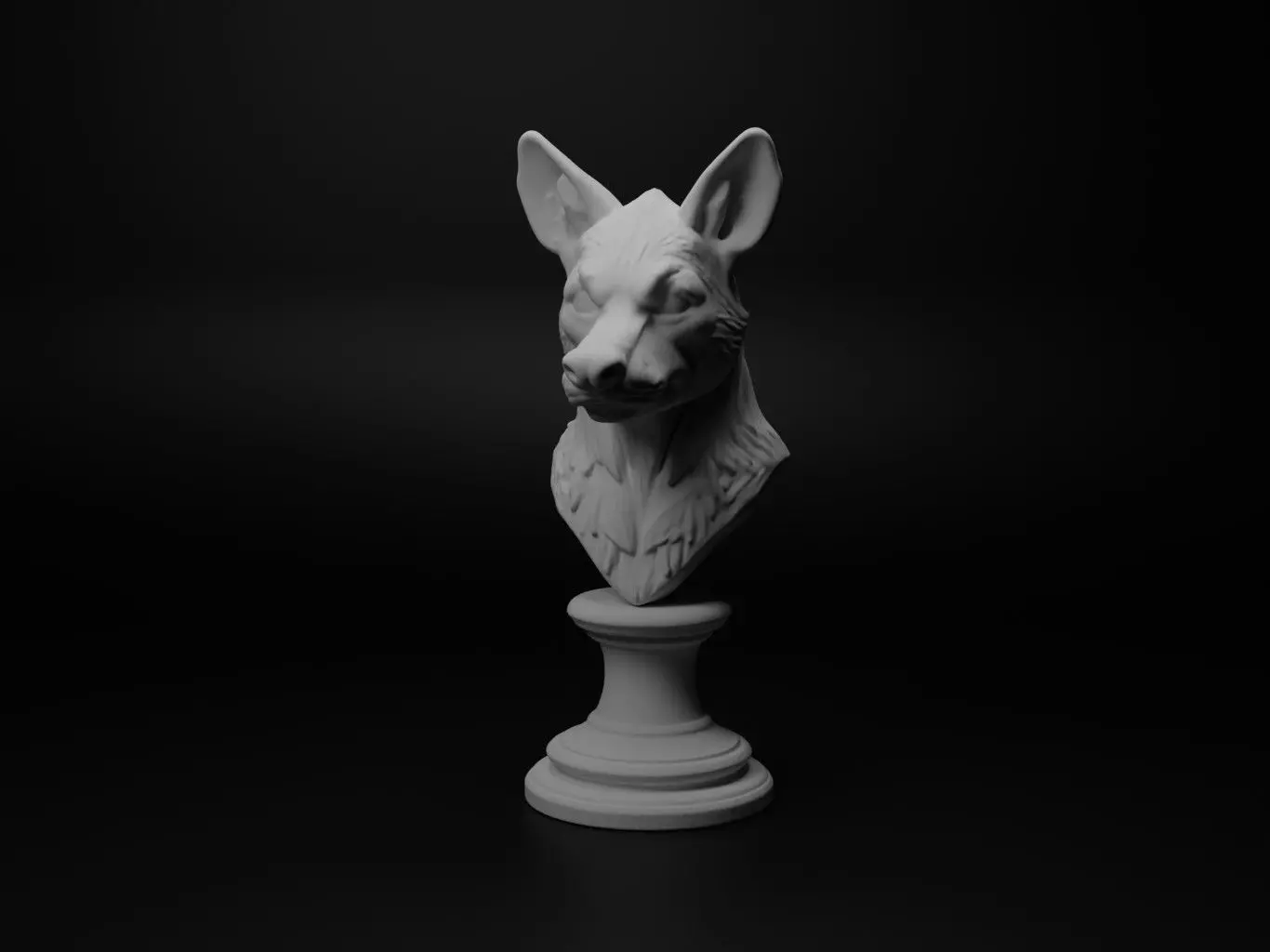 Hyena Animal Bust Chess 3D print model_0