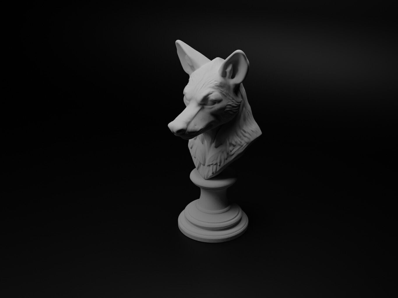 Hyena Animal Bust Chess 3D print model_1