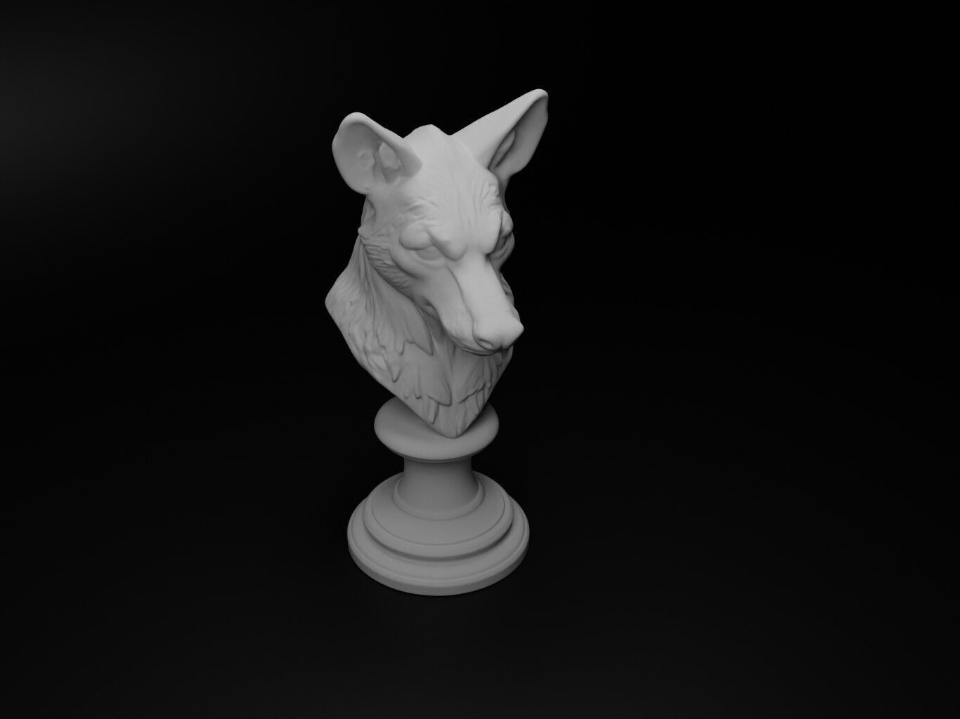 Hyena Animal Bust Chess 3D print model_2