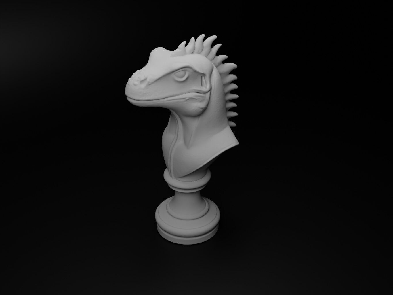 Iguana Animal Bust Chess 3D print model_2