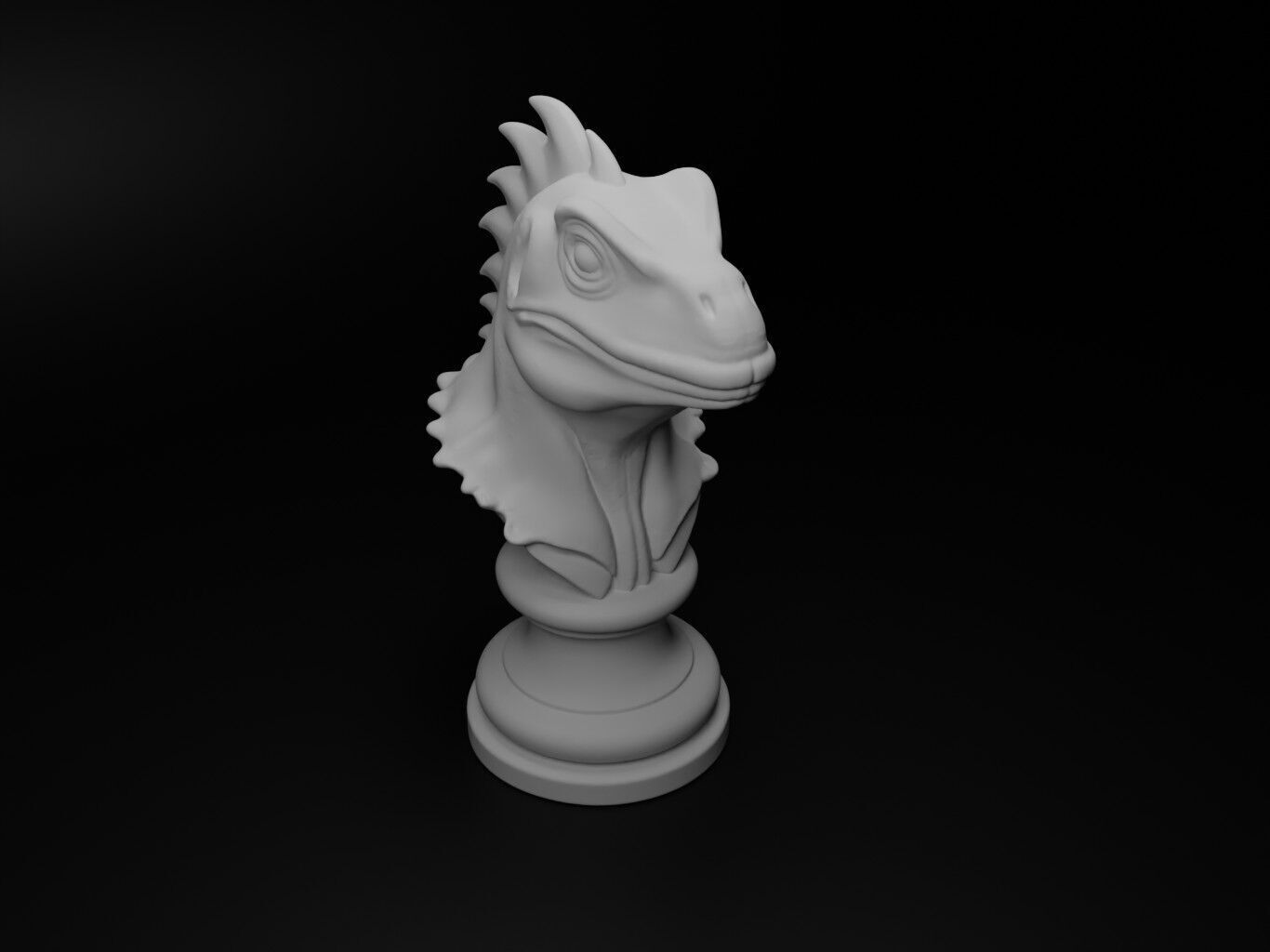 Iguana Animal Bust Chess 3D print model_2