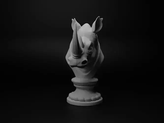 Indian Rhinoceros Animal Bust Chess