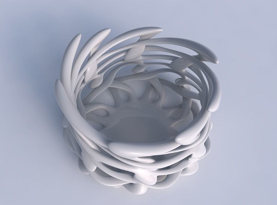 Bowl wide cylindrical with interlacing lattice twisted and st... 3D print model_1