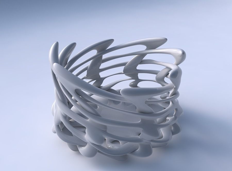 Bowl wide cylindrical with interlacing lattice twisted and st... 3D print model_3