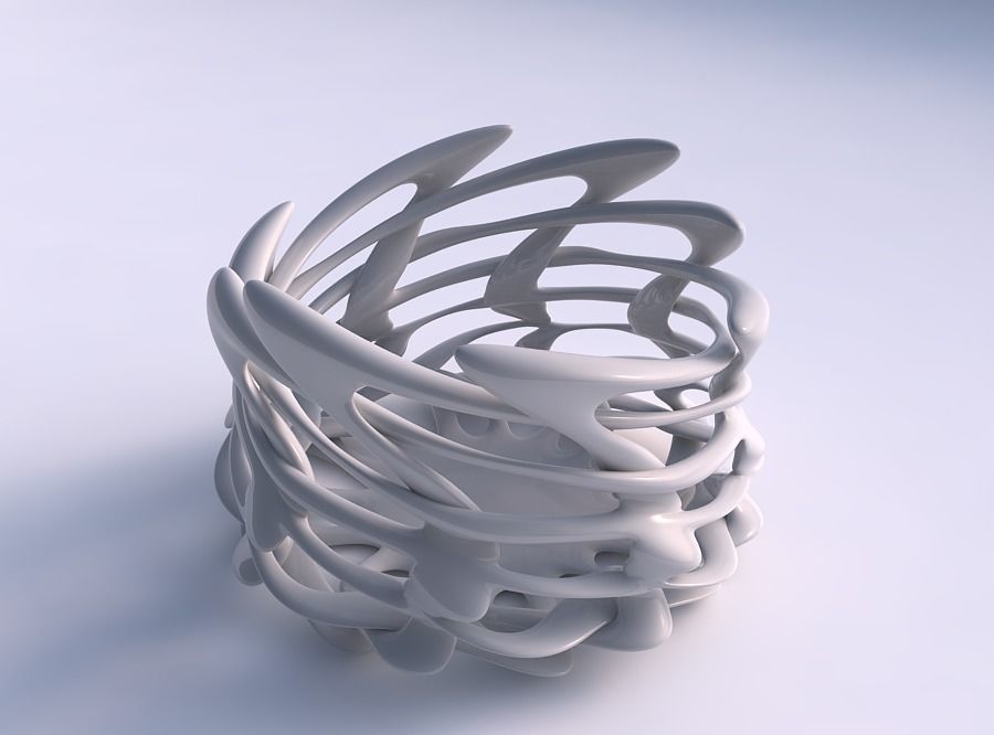 Bowl wide cylindrical with interlacing lattice twisted and st... 3D print model_0