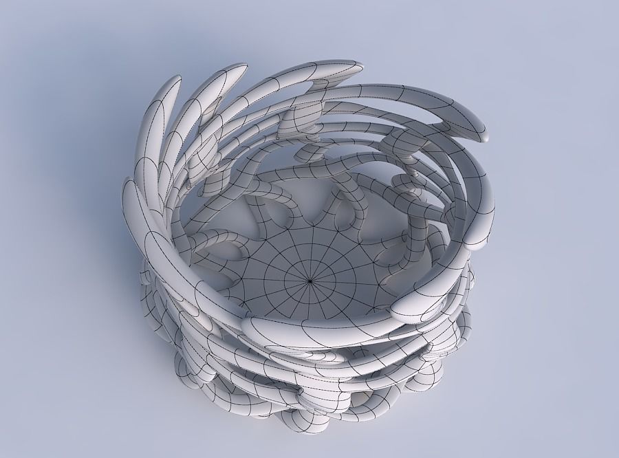 Bowl wide cylindrical with interlacing lattice twisted and st... 3D print model_6