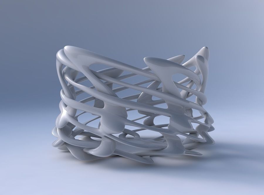 Bowl wide cylindrical with interlacing lattice twisted and st... 3D print model_4