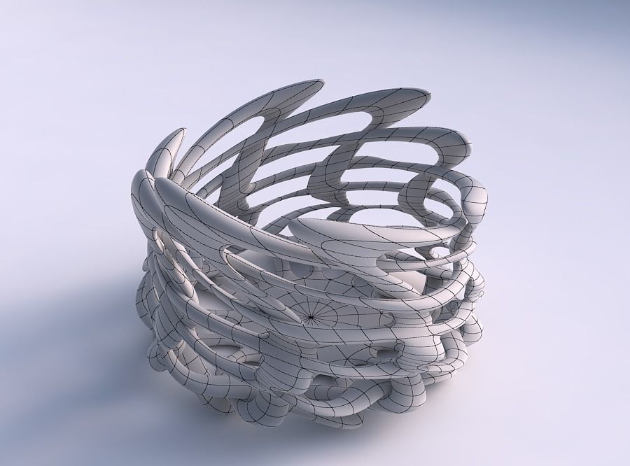 Bowl wide cylindrical with interlacing lattice twisted and st... 3D print model_5