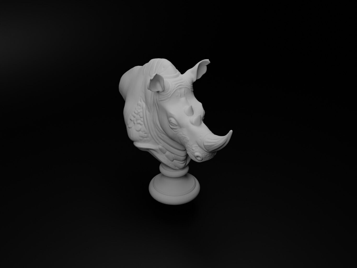 Indian Rhinoceros Animal Bust Chess 3D print model_2