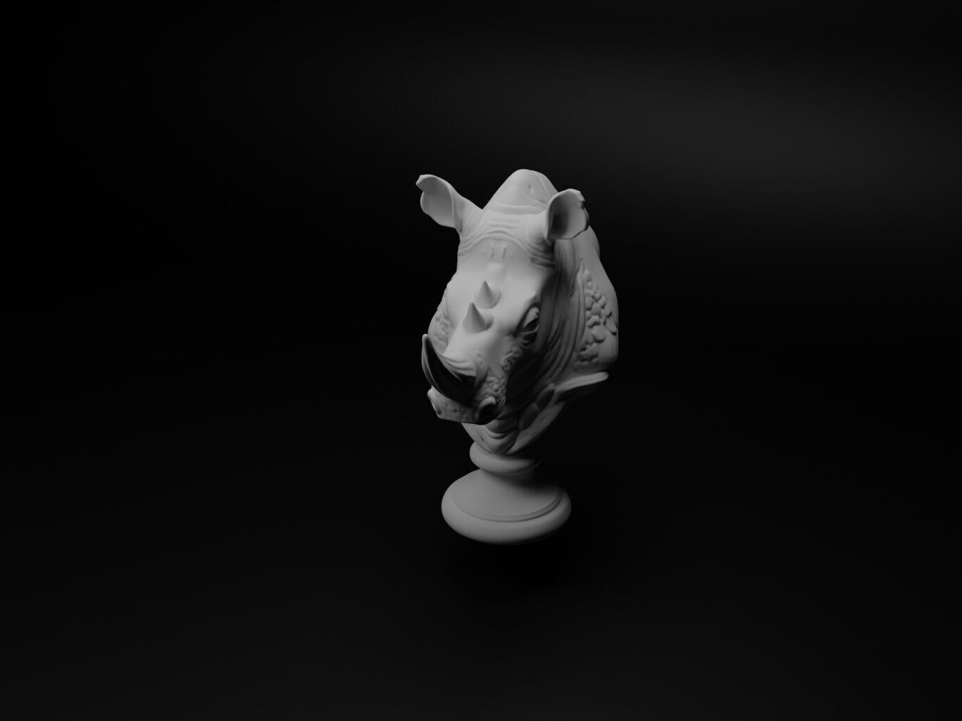 Indian Rhinoceros Animal Bust Chess 3D print model_1