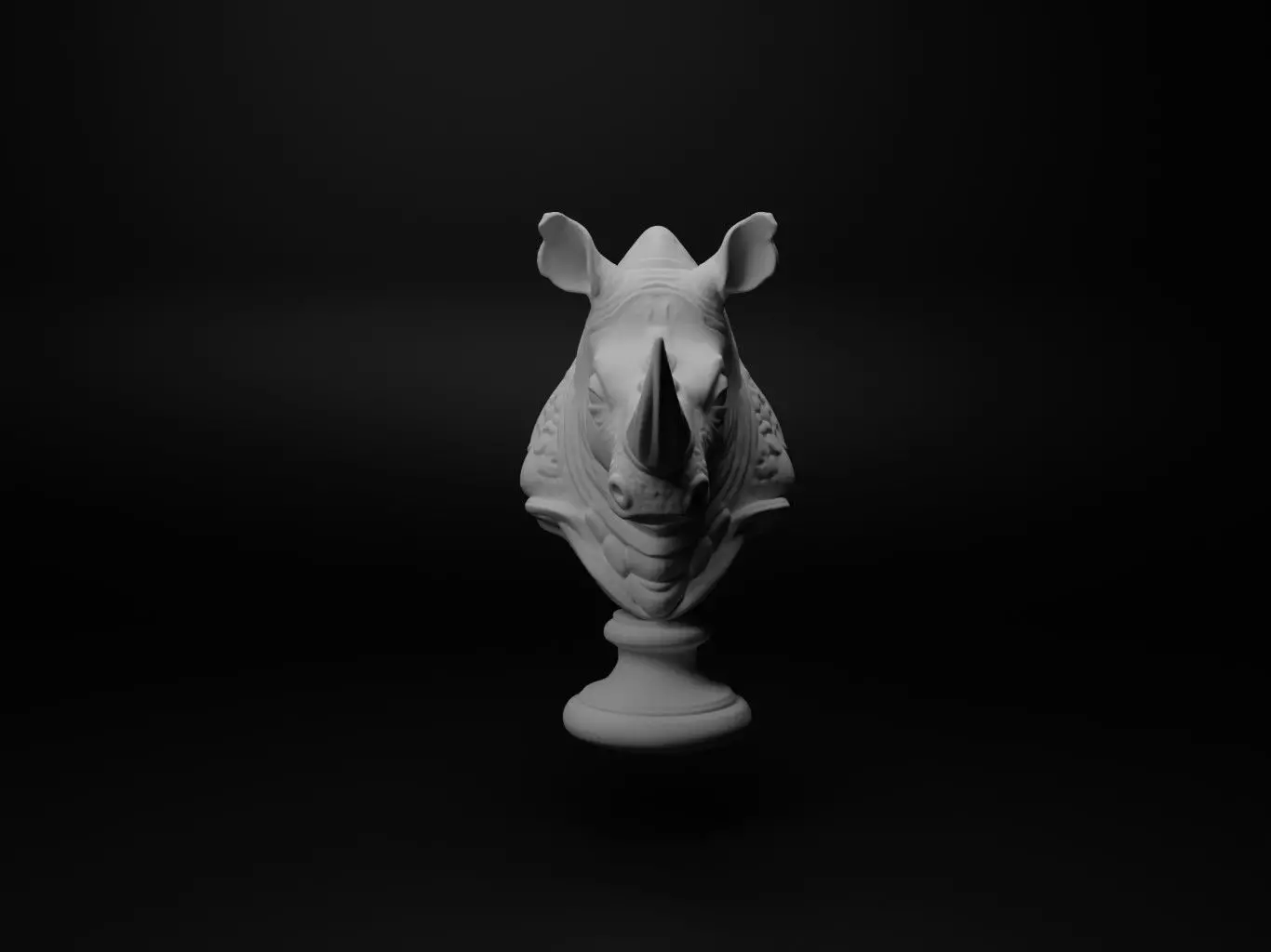 Indian Rhinoceros Animal Bust Chess 3D print model_0