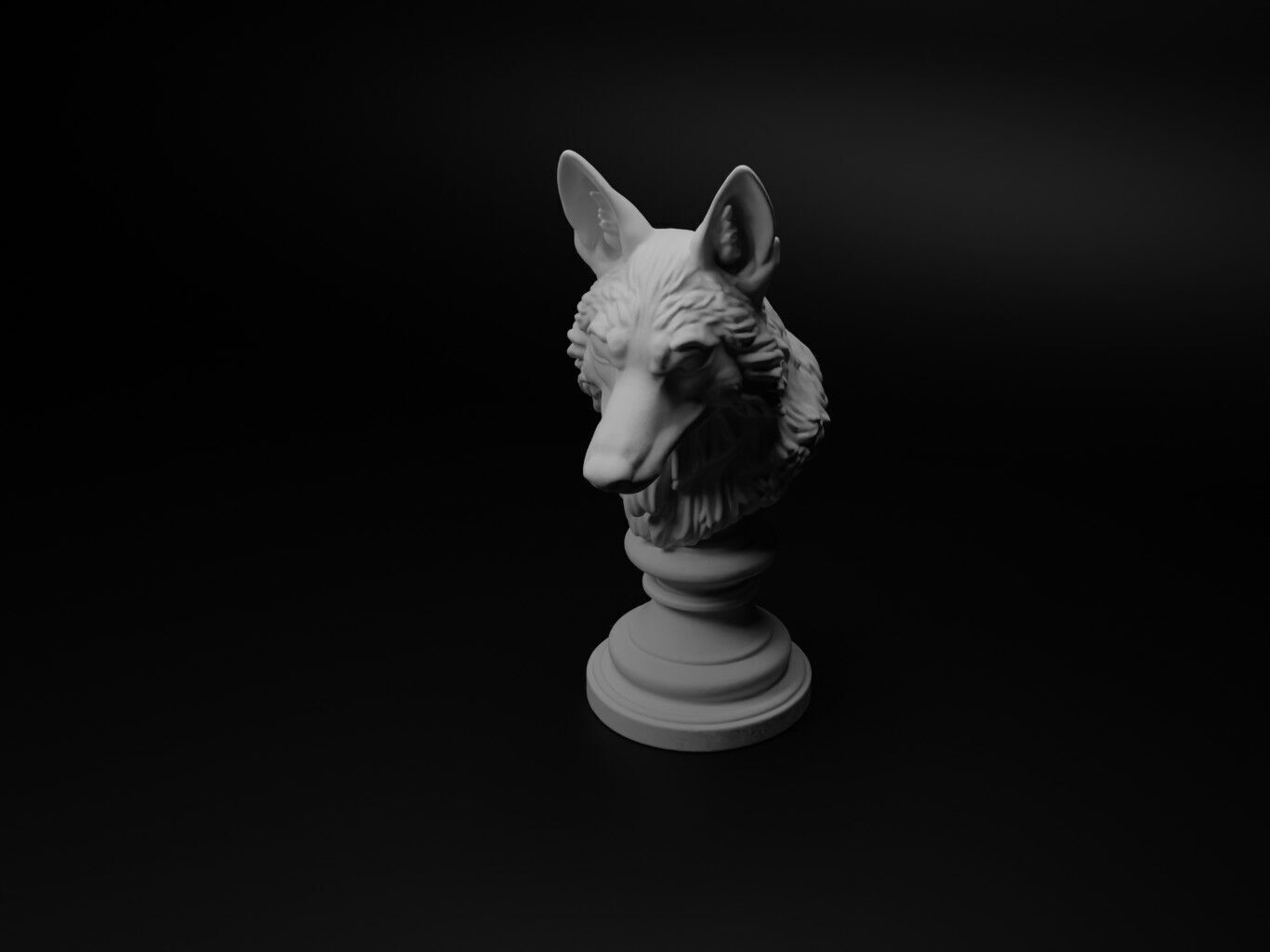 Jackal Animal Bust Chess 3D print model_1