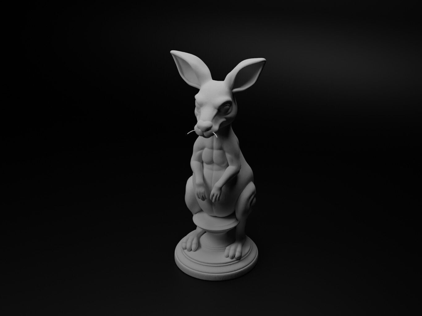 Kangaroo Animal Bust Chess 3D print model_1