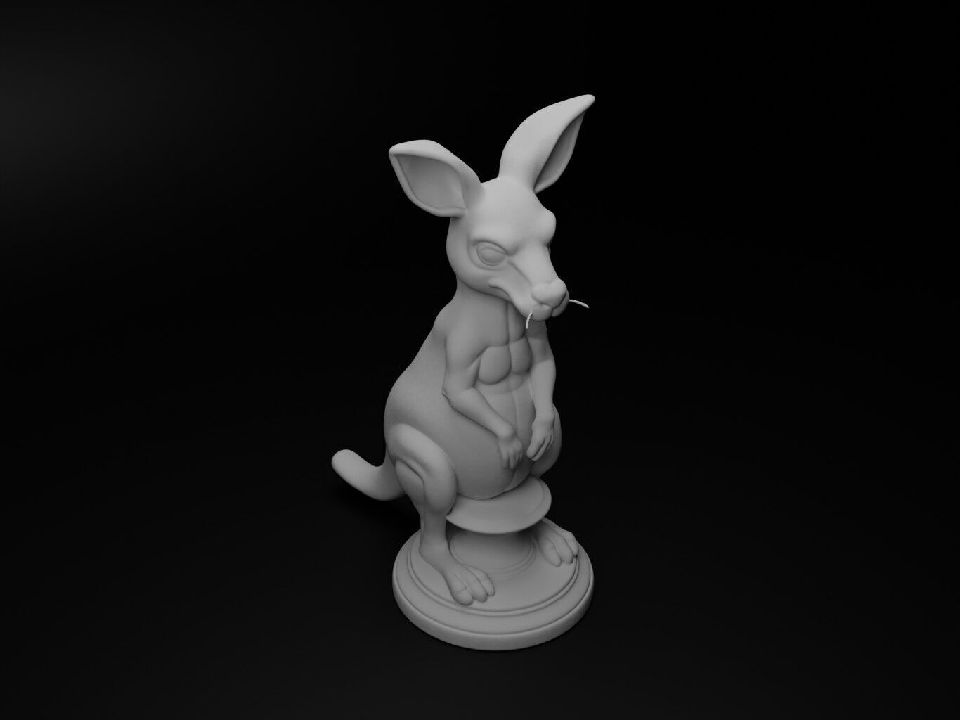 Kangaroo Animal Bust Chess 3D print model_2