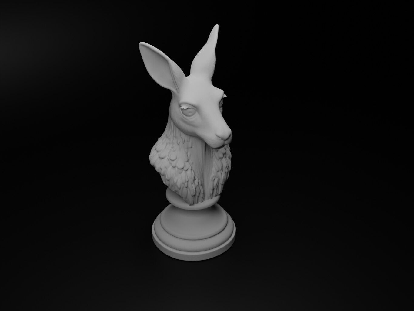 Kangaroo Animal Bust Chess 3D print model_2