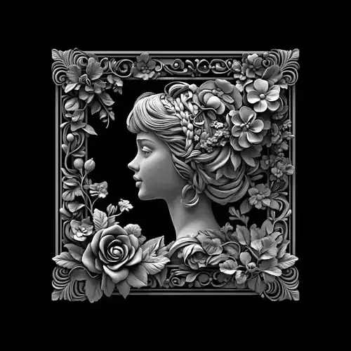 Elegant Lady Floral Frame  3D print model