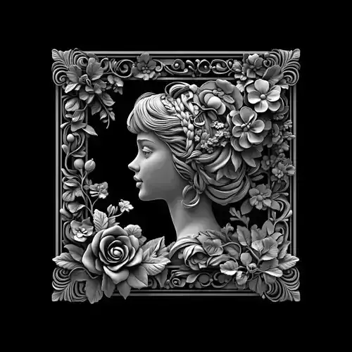 Elegant Lady Floral Frame 