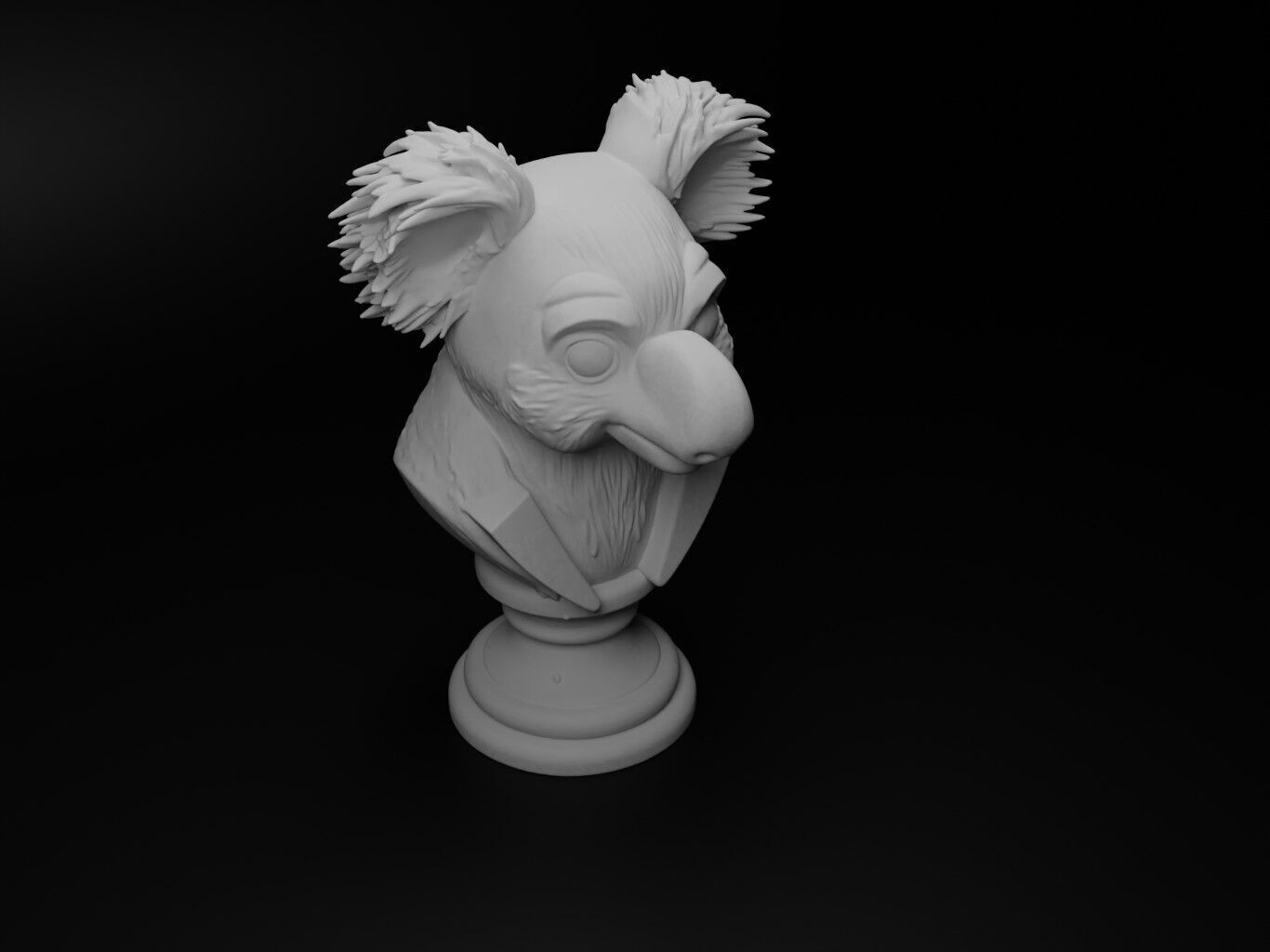 Koala Animal Bust Chess 3D print model_2