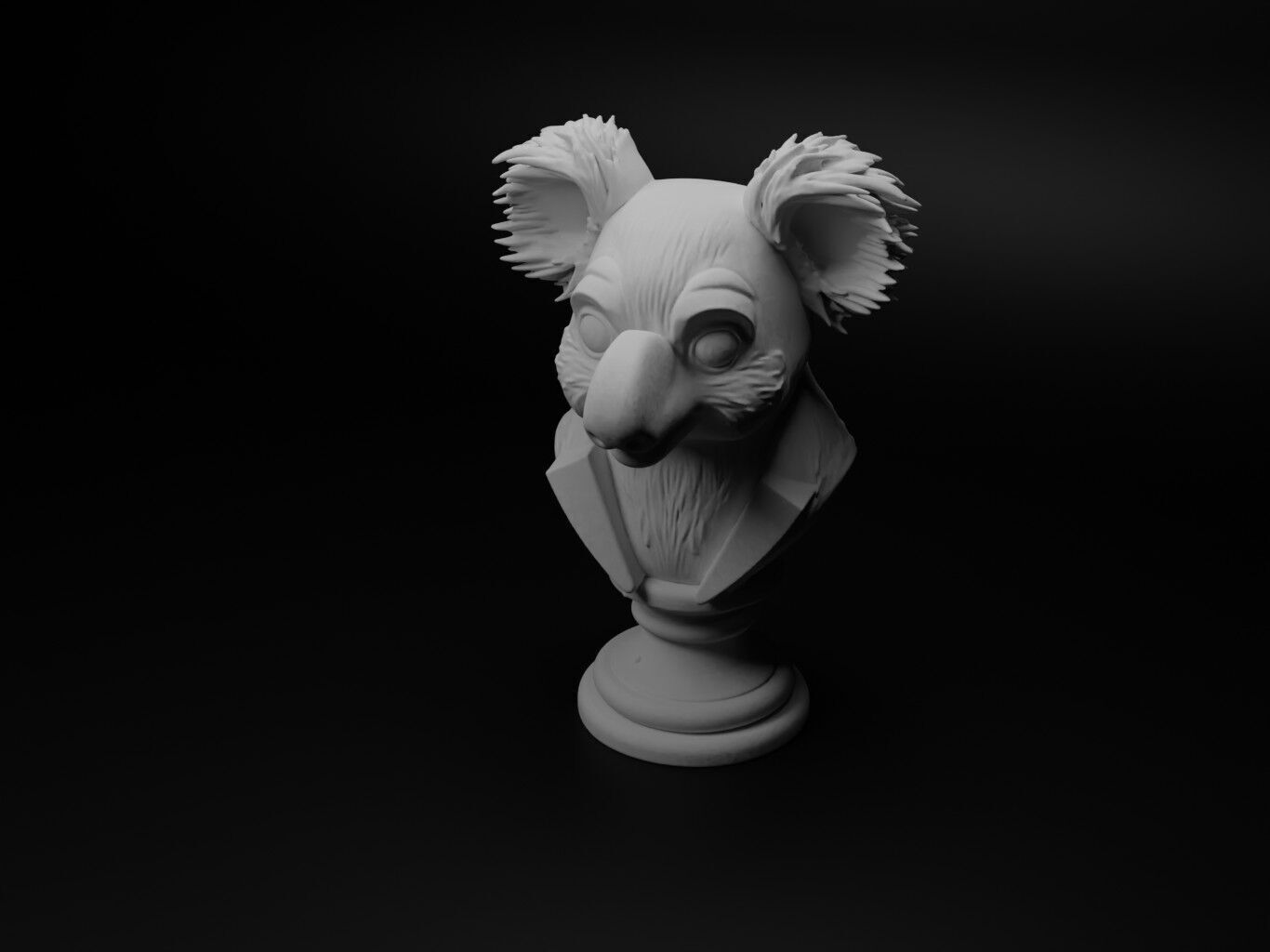 Koala Animal Bust Chess 3D print model_1
