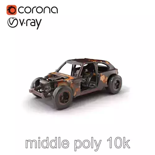 Rusty BurntOut Car Wasteland Vehicle model pack Low-poly 3D model