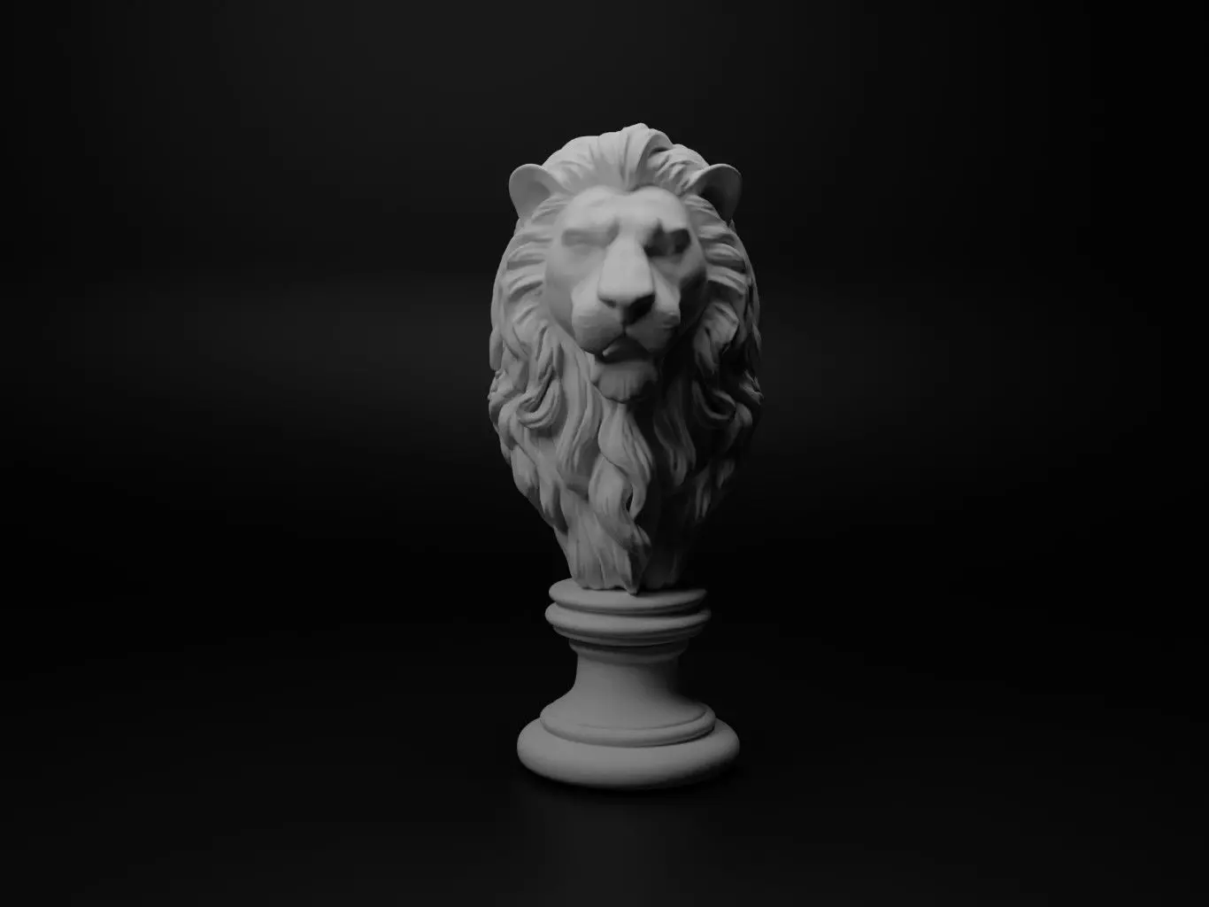 Lion Animal Bust Chess 3D print model_0