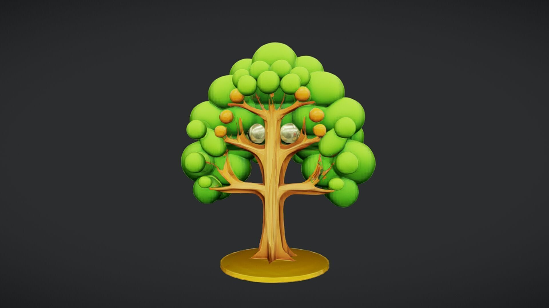 cartoon tree with fruit 3D model_26