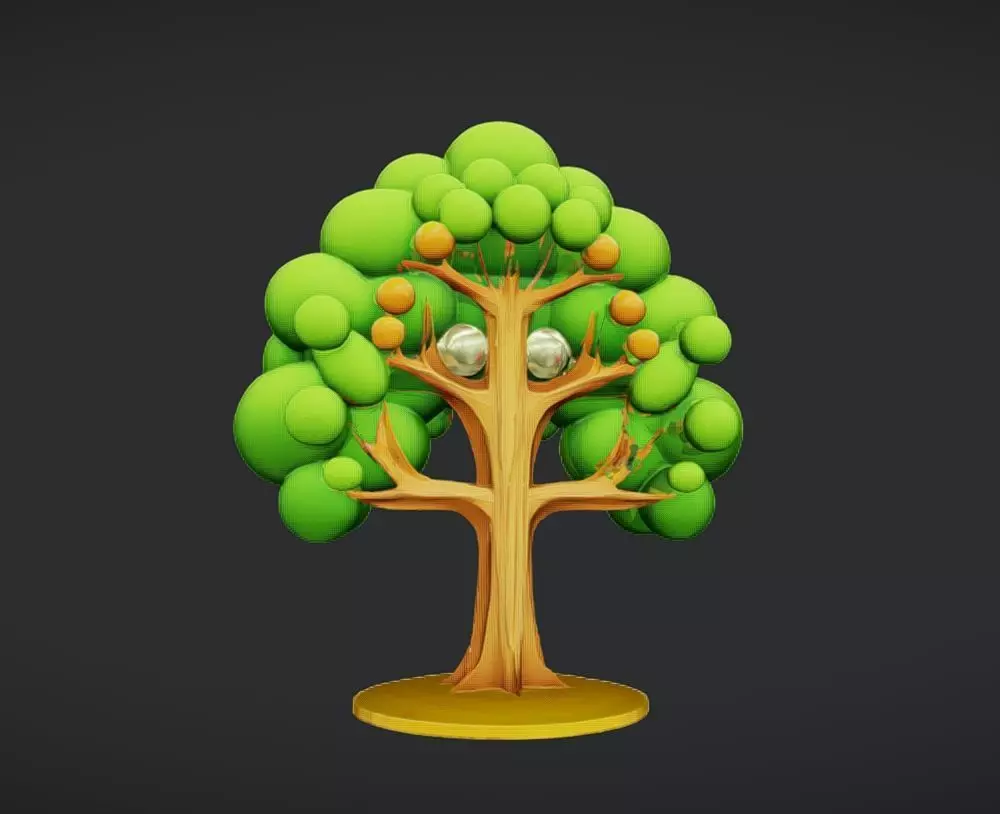 cartoon tree with fruit 3D model_0