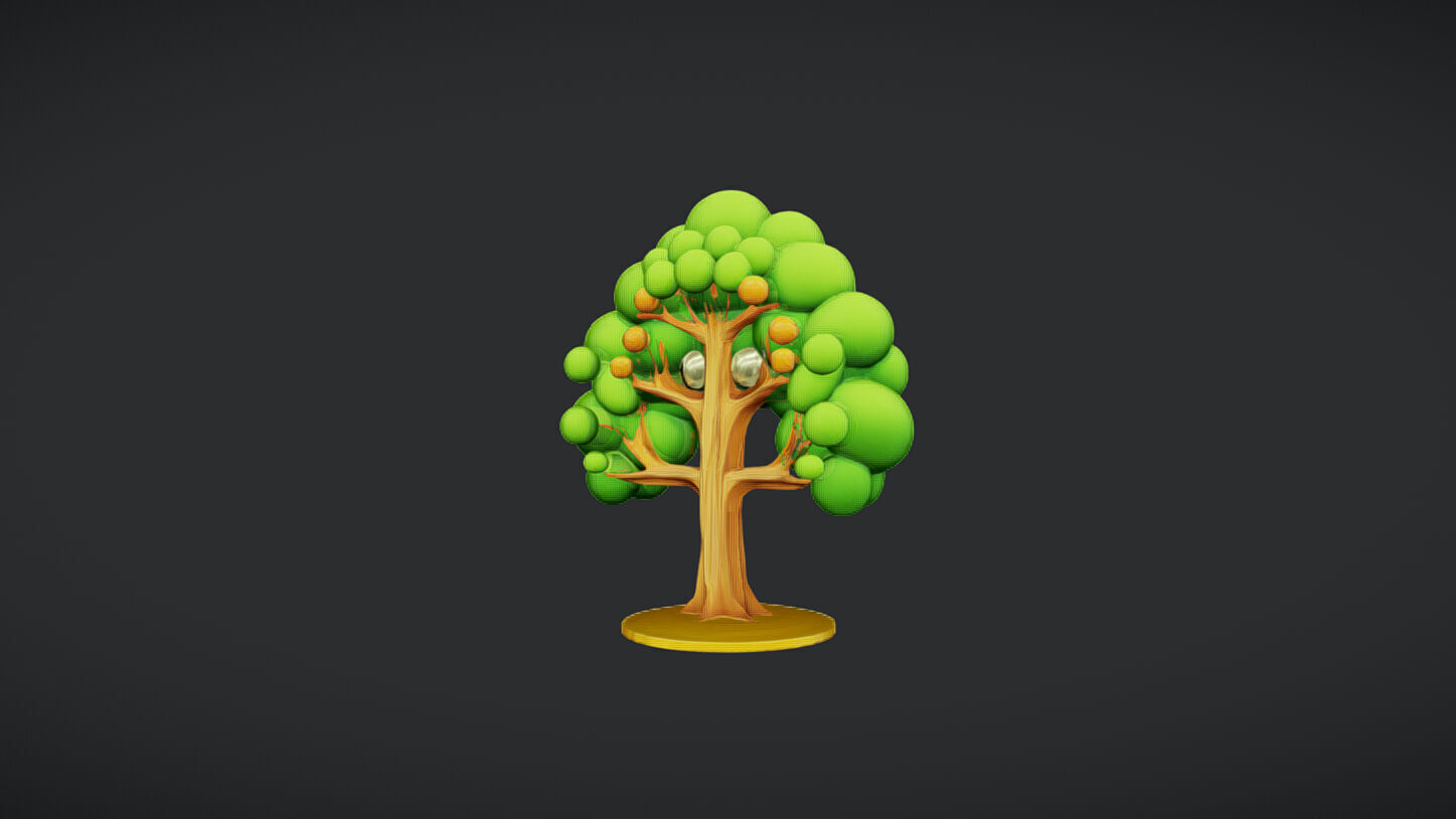 cartoon tree with fruit 3D model_27