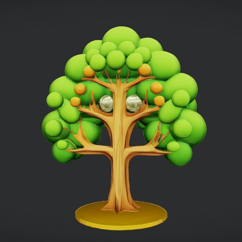 cartoon tree with fruit 3D model_9
