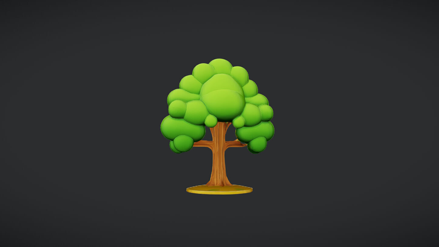 cartoon tree with fruit 3D model_17