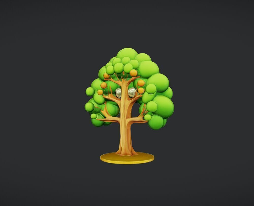 cartoon tree with fruit 3D model_14