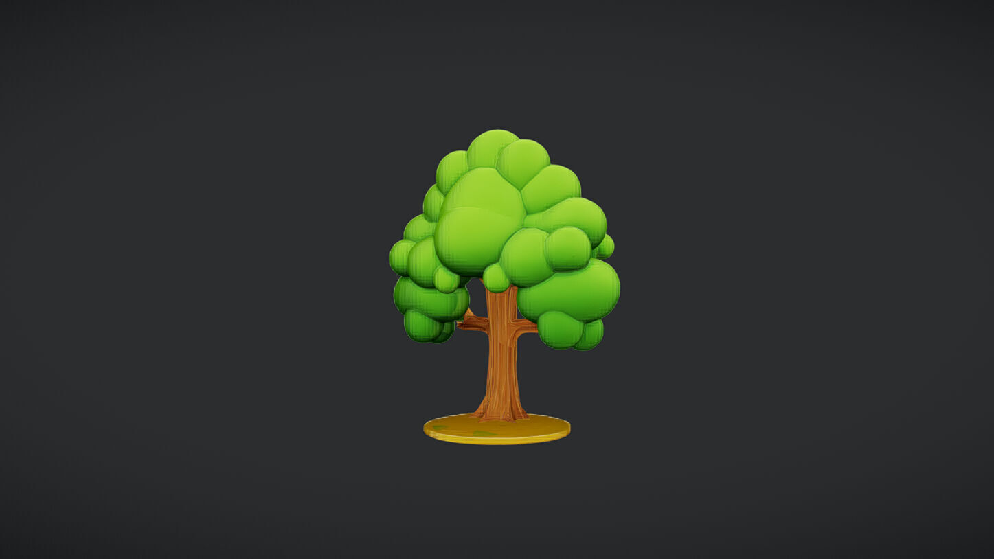 cartoon tree with fruit 3D model_15