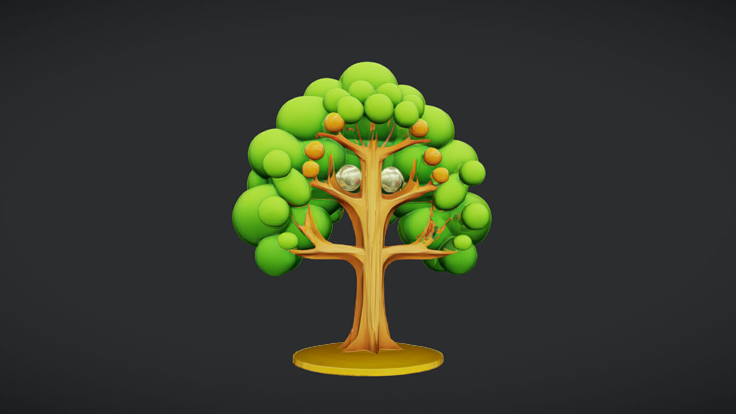 cartoon tree with fruit 3D model_11