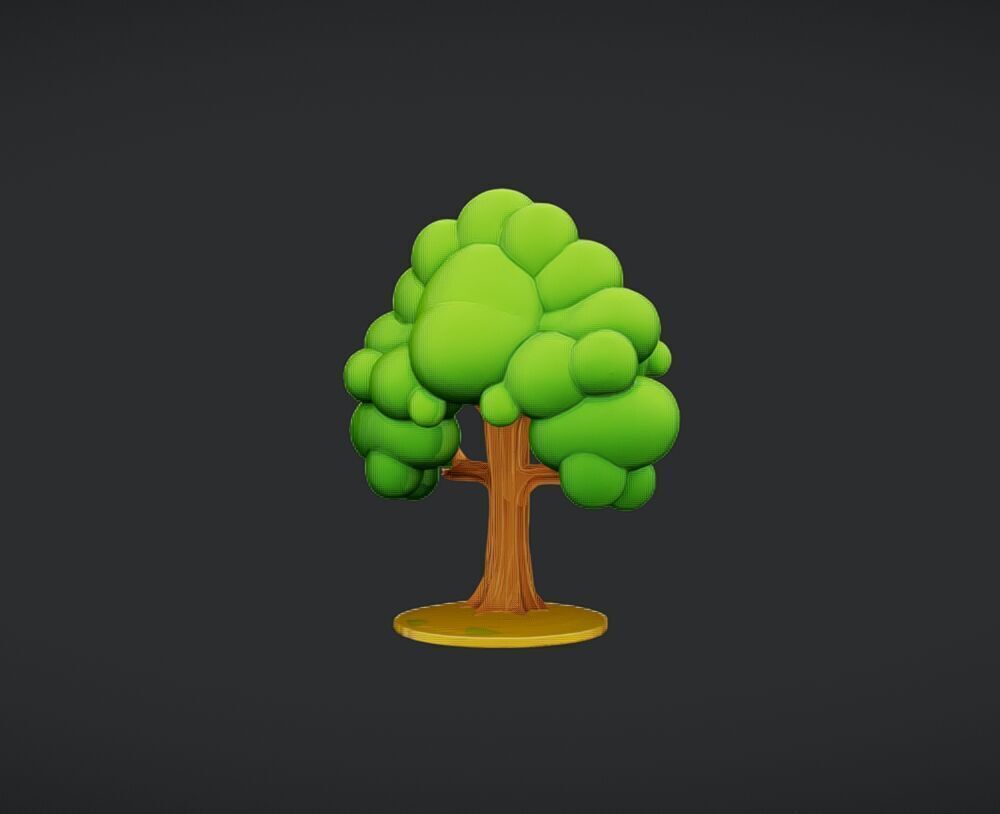 cartoon tree with fruit 3D model_4