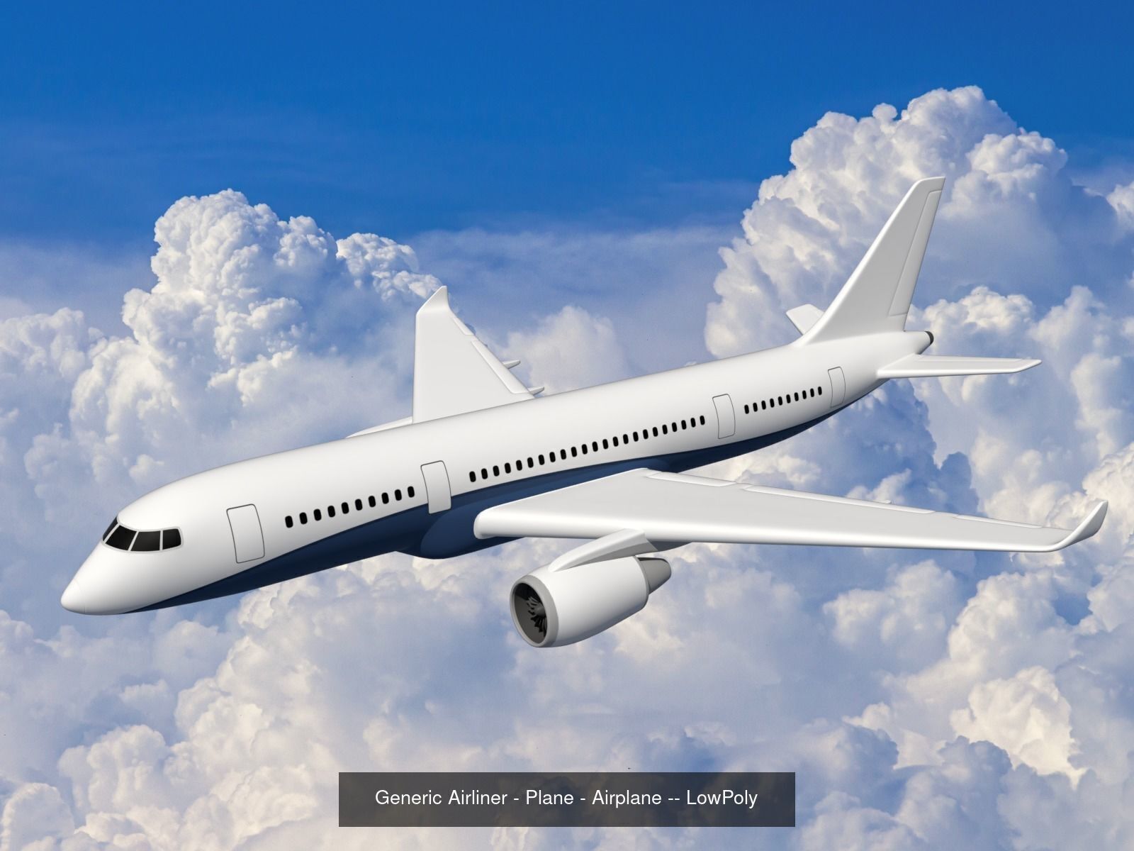  Generic Wrecked Airliner - Plane - Airplane -- Low Poly LowPoly 3D Model Collection_1