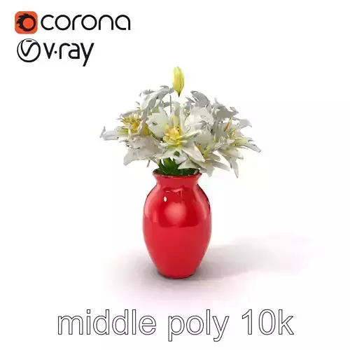 Luminous Red Vase with White Lilies model pack
