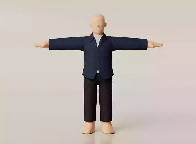 Cartoon Style Male Character Stylish Clothes