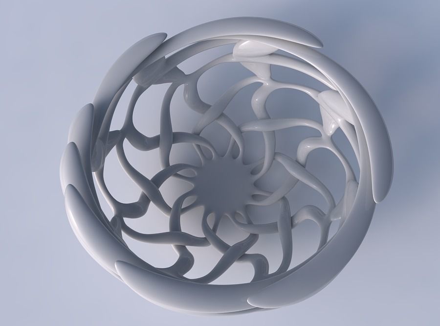 Bowl wide cylindrical with interlacing lattice pimp up top 3D print model_2