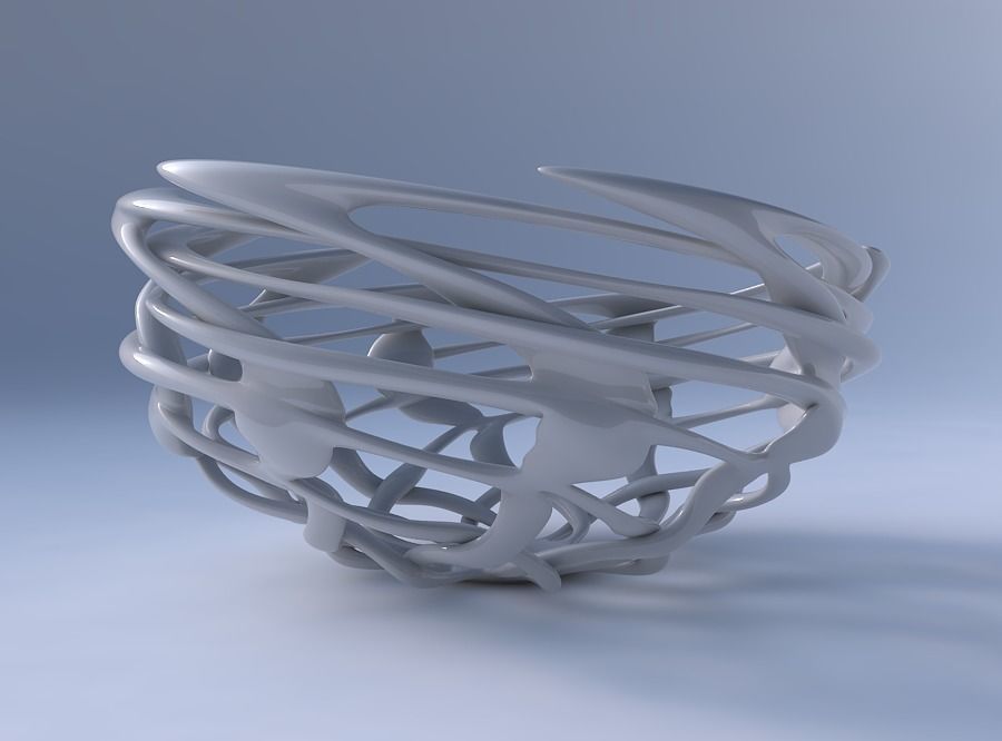 Bowl wide cylindrical with interlacing lattice pimp up top 3D print model_4