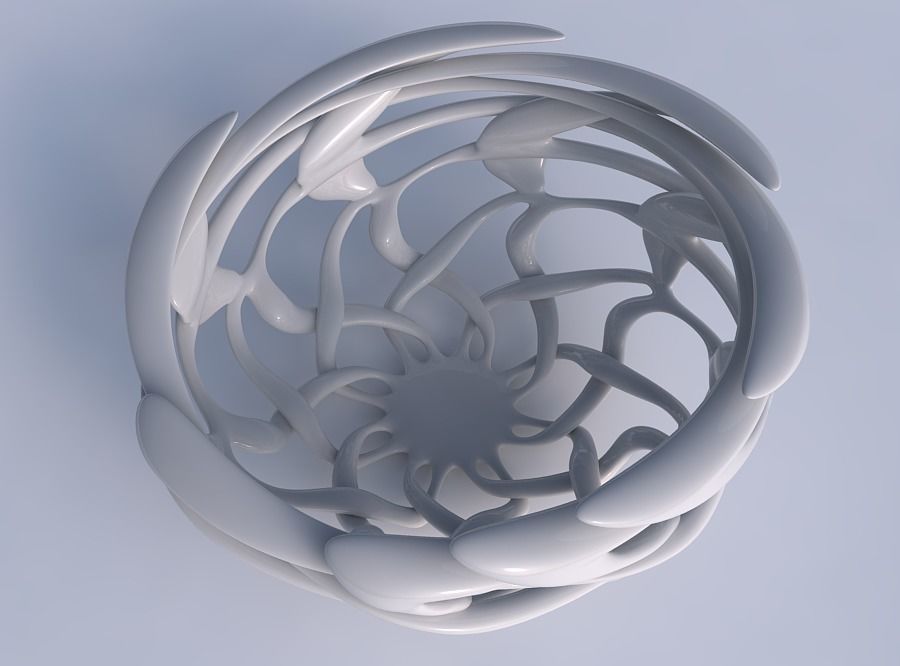 Bowl wide cylindrical with interlacing lattice pimp up top 3D print model_1