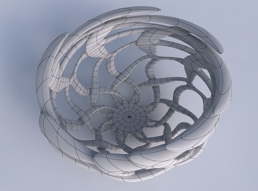 Bowl wide cylindrical with interlacing lattice pimp up top 3D print model_6