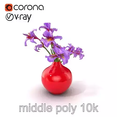 Crimson Vase with Violet Irises D model pack