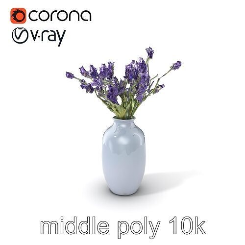 Slate Gray Vase with Lavender Bouquet Model Pack Low-poly 3D model