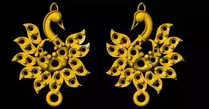 Peacock Earring 3dm file 