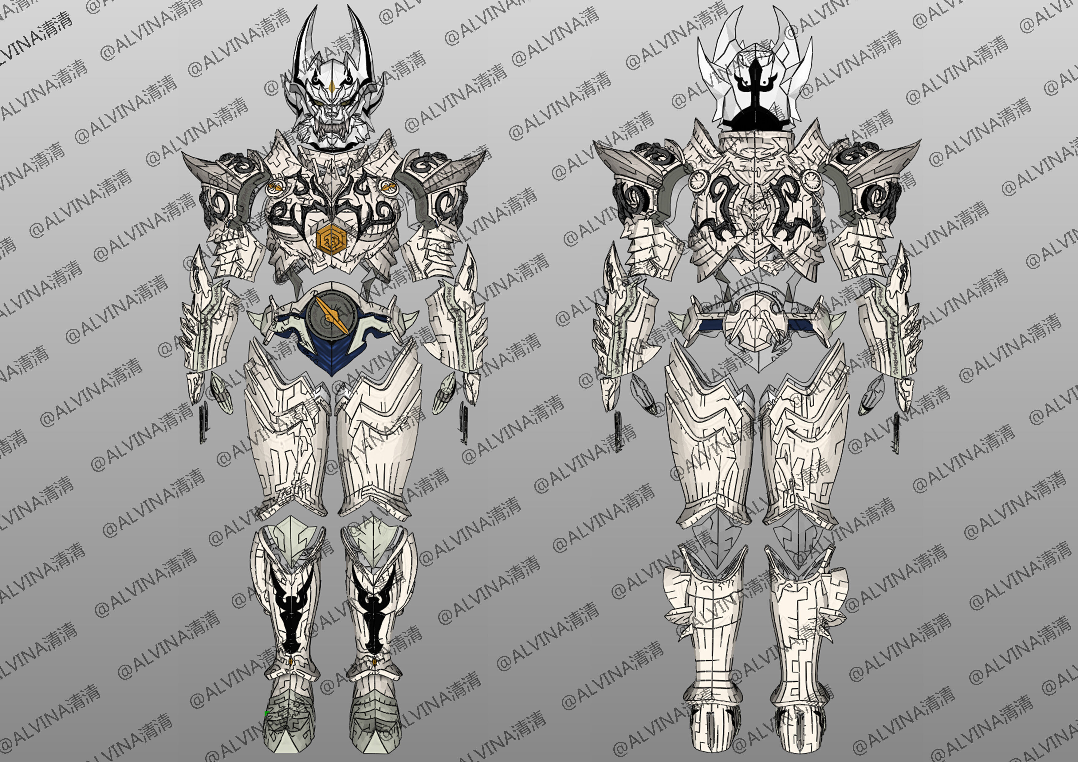 Garo Zreo Armor - DIY Cosplay Pepakura Foam Template Low-poly 3D model_1