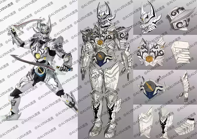 Garo Zreo Armor - DIY Cosplay Pepakura Foam Template Low-poly 3D model